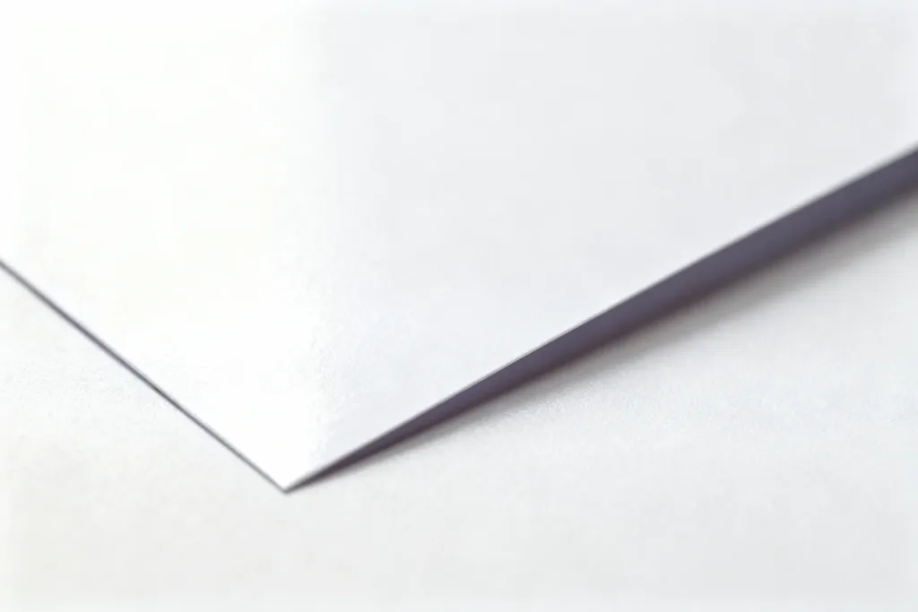 Close-up of white gloss paper edge with smooth surface texture, fine art framing material detail