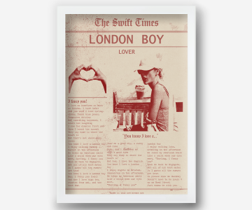 Vintage Taylor Swift "London Boy" Poster | Retro Newspaper Wall Art & Lover Era Decor